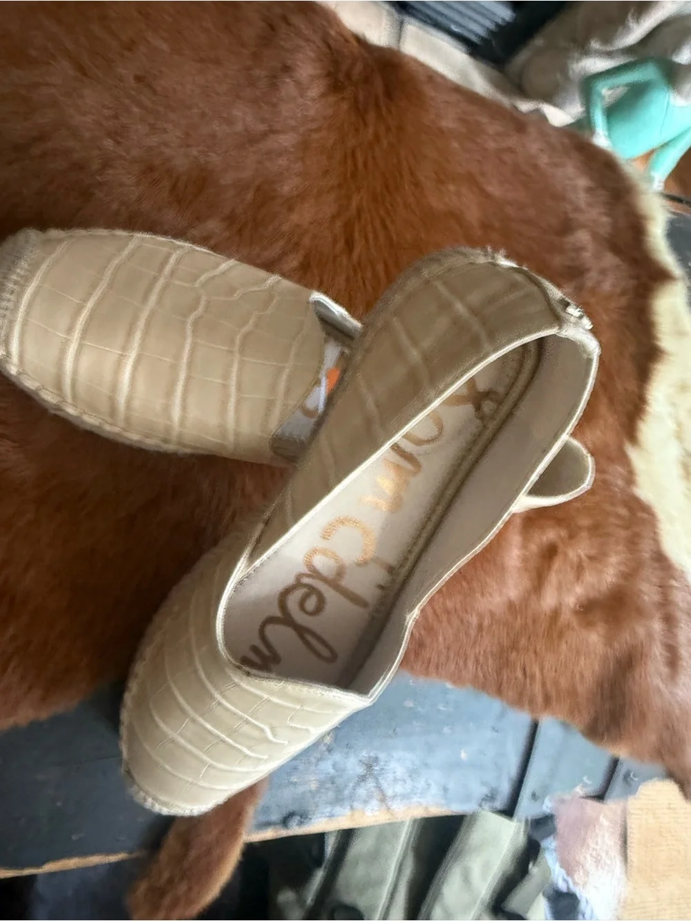 Sam Edelman Kesia Espadrilles Croc Embossed Leather Rope Sole NWT Size 8.5